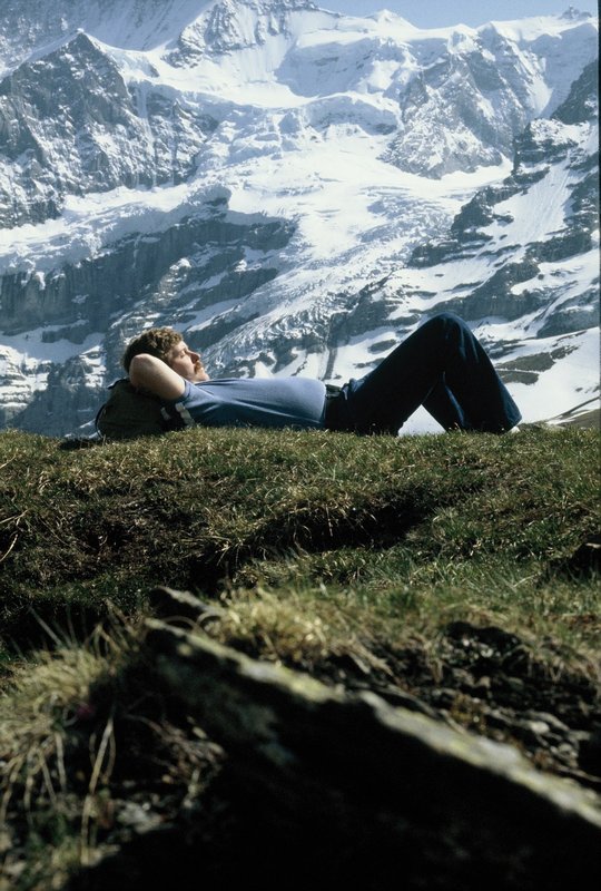 Bob resting below the Jungfrau