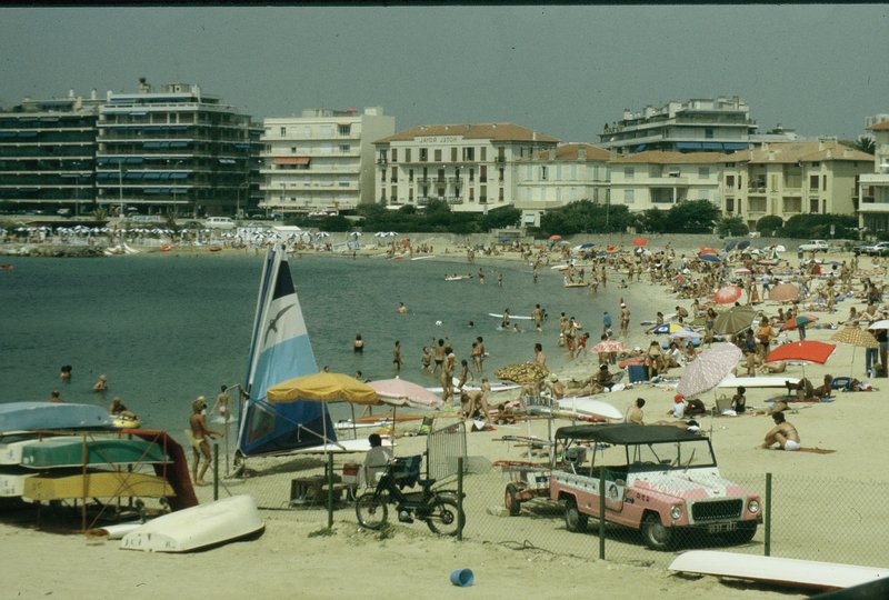 Antibes beach with Hotel Royal in the middle background