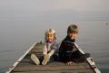 Alyssa and Brendan on dock at Nyon on Lake Geneva