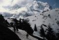 Hiking down from Kleine Scheidegg with the Jungfrau in the background