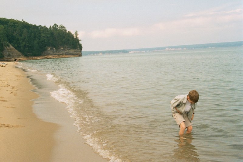 Linda searching for shells in Lake Superior