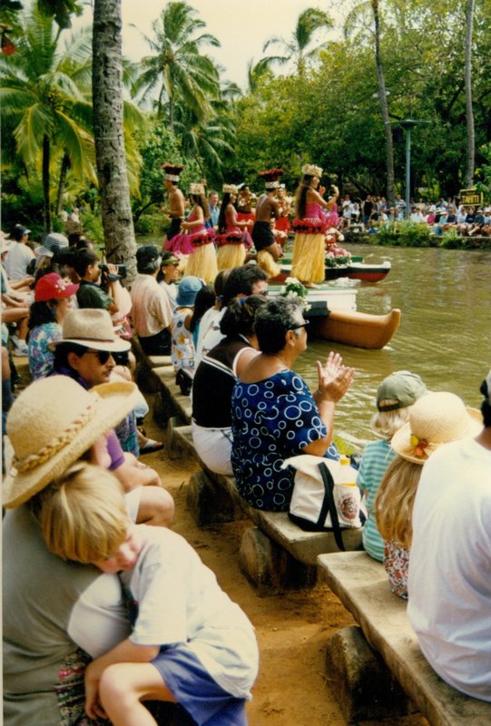 Linda and Will watching the dancers at the Polynesian Cultural Center