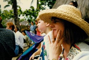 Will and Linda watching the dancers at the Polynesian Cultural Center