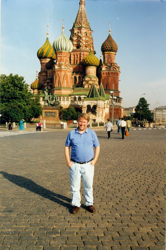 Bob in front of St Basils in Red Square