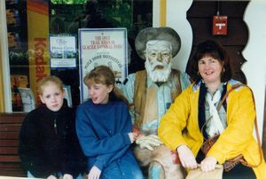Rosanna, Tamara and Linda with a prospector in Virginia City MT