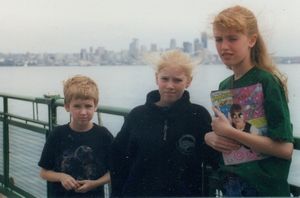 Will, Rosanna, and Tamara on the ferry from Bainbridge Island to Seattle