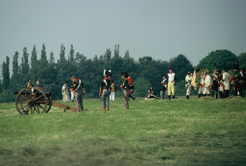 Battle of Waterloo reenactment; artillery ready
