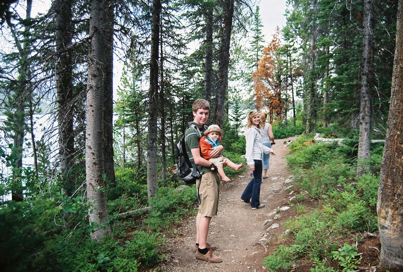 Will, Liam and Rosanna hiking at Colter Bay