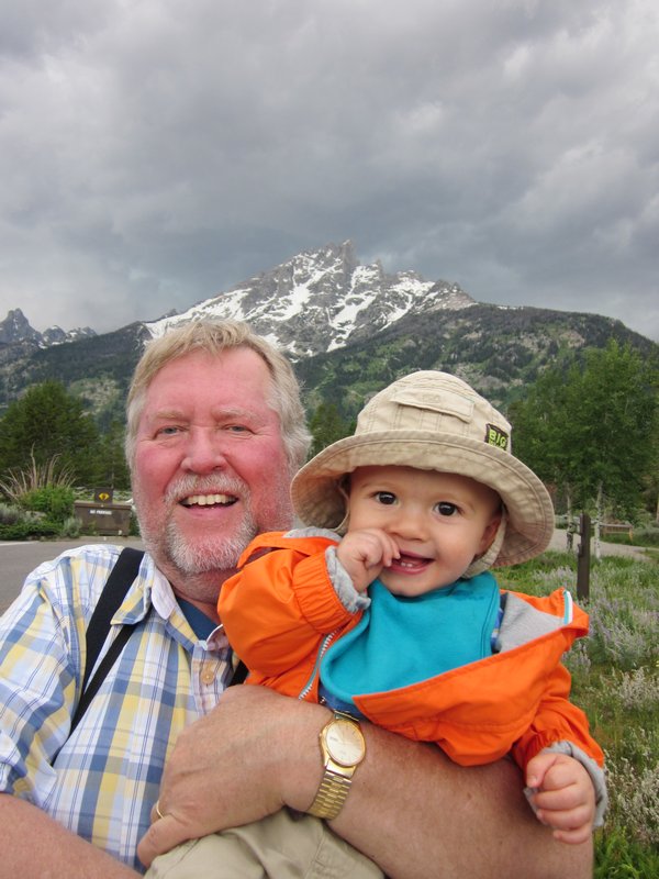 Bob and Liam as storm approaches over the Grand Tetons