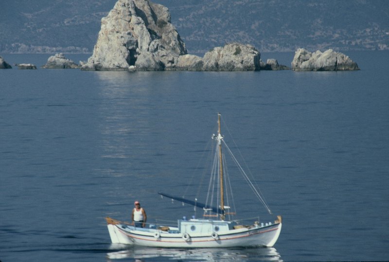Fishing boat off off of Cape Sounion