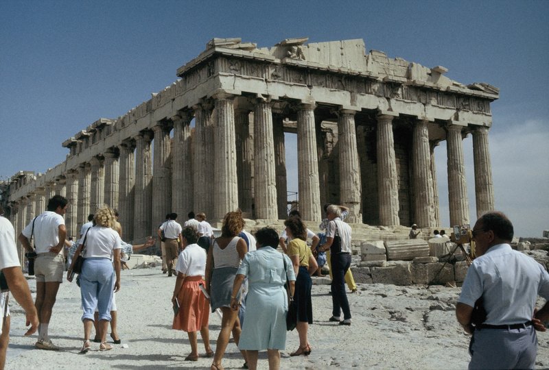 Committee arrives at the Parthenon atop the Acropolis