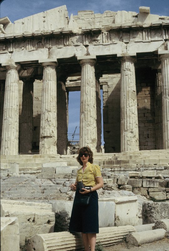 Linda in front of the Parthenon atop the Acropolis