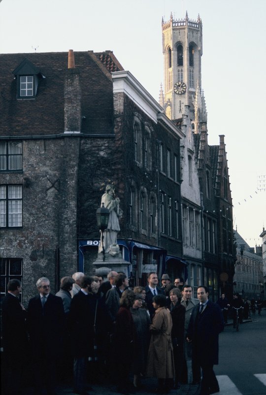 The committe and spouses on a walking tour of Brugges