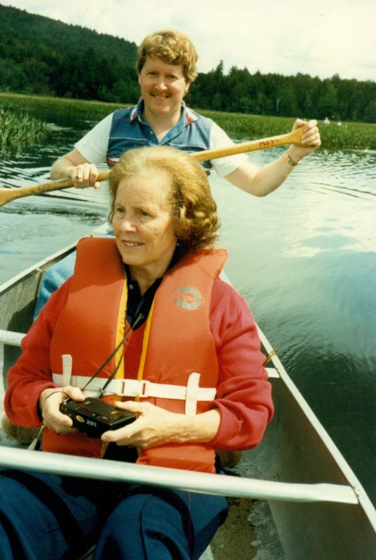 Bob canoeing with Mom in the Adirondacks