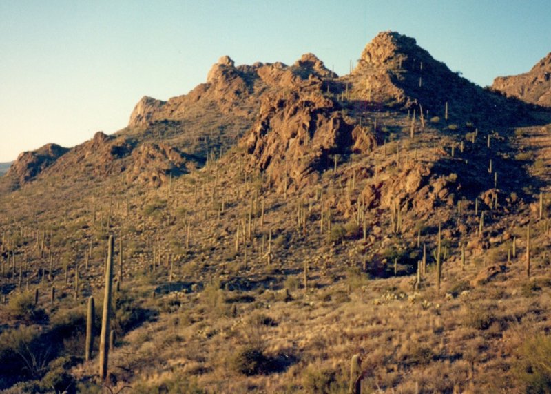 Mountains west of Tucson near Old Tucson and the western area Saguaro NP