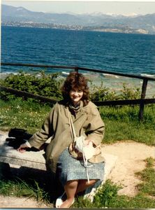 Linda with Lake Garda and Alps in the background