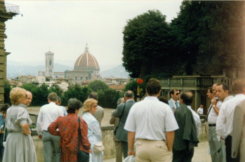 Committee and spouses with Brunelleschi's Dome in the background