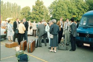 Committee and Spouses waiting to depart from Melsbroek Air Base, Brussels