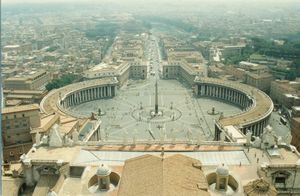 View of St Peter's Piazza enveloped by Bernini's colonnade