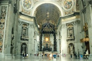 Interior of St Peters with Bernini's Baldacchino over the alter