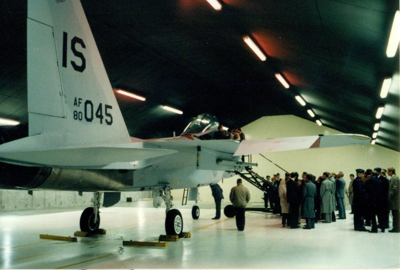 F-15 inside the hardened aircraft shelter at Keflavik