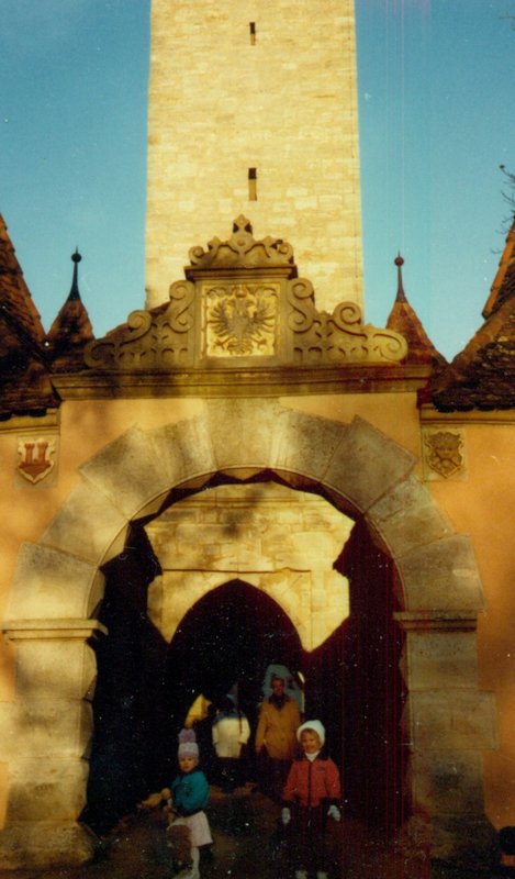 Rosanna and Tamara at one of the gates into Rothenburg