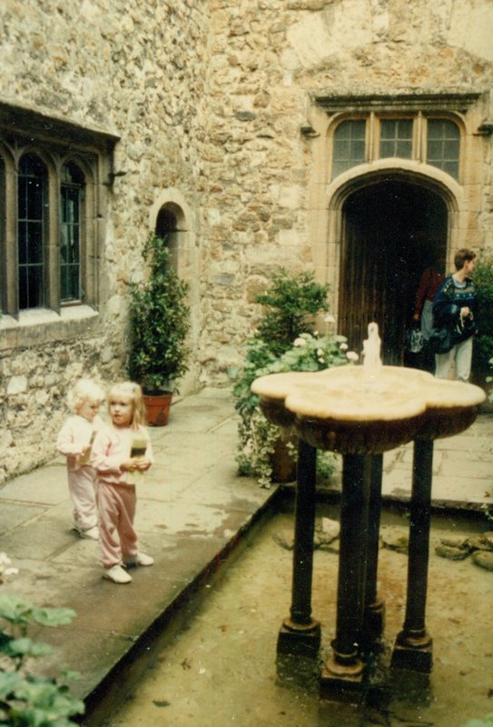 Rosanna and Tamara at Caterbury Cathedral cloister