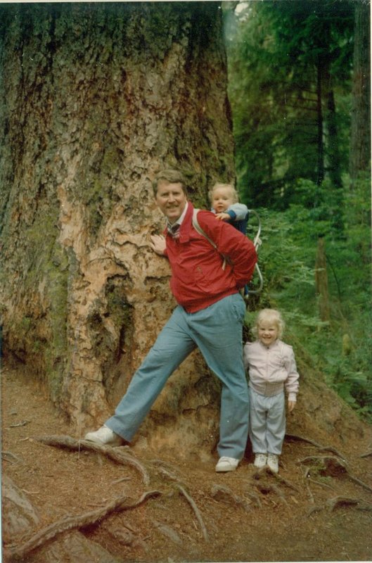 Bob with Will and Rosanna in the Hoh Rainforest in Olympic National Park