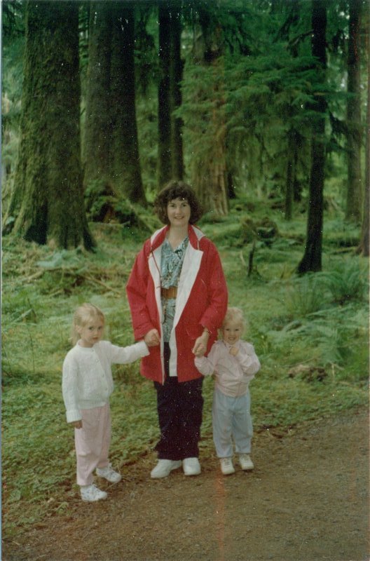 Linda with Tamara and Rosanna in the Hoh Rainforest in Olympic National Park