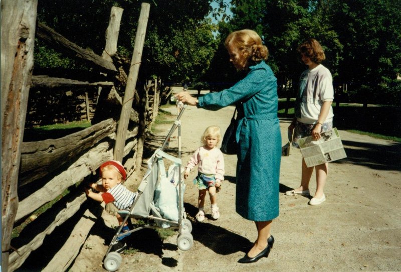 Mom and Linda with WIll and Rosanna at a farm museum near Toronto