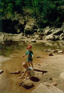 Tamara and Rosanna playing in the Virgin River at Zion National Park