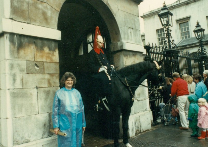 Kathy with the Horseguarfs in London