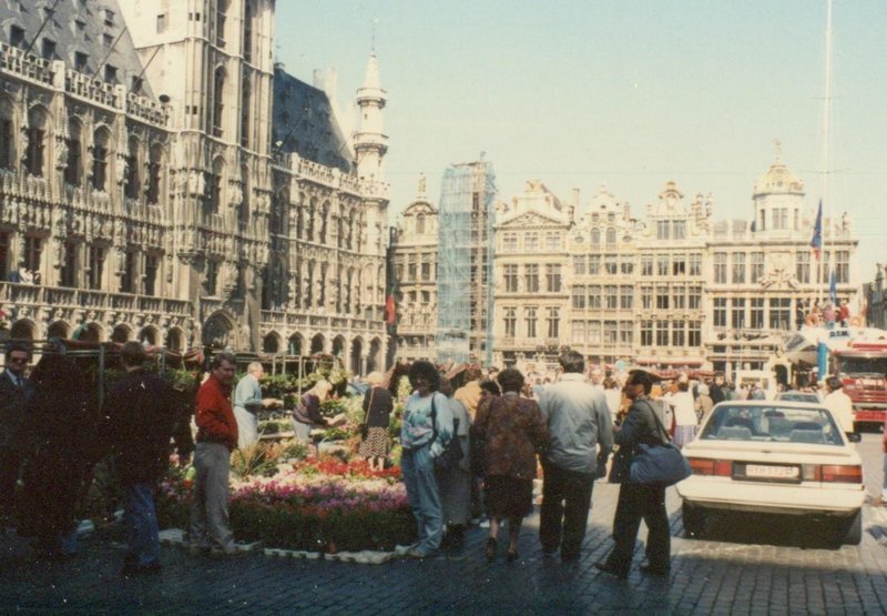 Bob and Kathy at the flower market in the Grand Place, Brussels