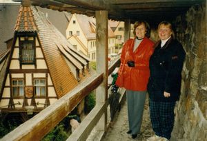 Mom and Carol on the Rothenburg city wall