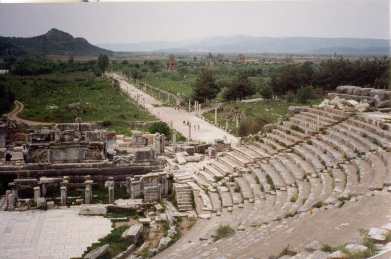 Ampitheater at Ephesus with main street to the port in the background