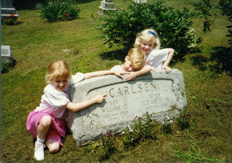 Tamara, Will, and Rosanna at my Dad's grave at Mt Zion Church, on Punkin Ridge