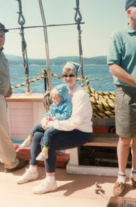 Linda and Will sailing on a schooner around Frenchman Bay