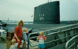 Linda and the kids with the USS Nautilus at New London CT
