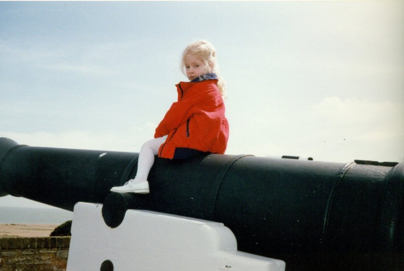 Rosanna on a cannon at Portsmouth