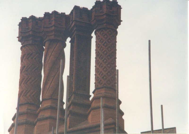 Fancy brick chimneys at Hampton Court Palace