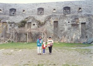 Kathy, Rosanna and Linda inside Bouillon Castle
