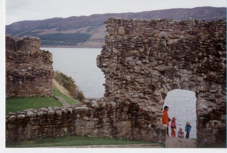 Family at Urquart Castle, Lock Ness, Scotland