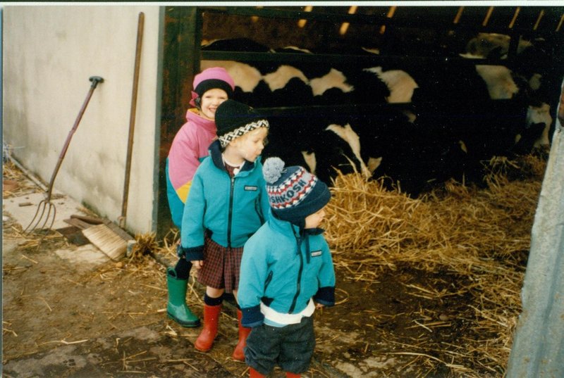 Tamara, Rosanna and Will at the barn entrance