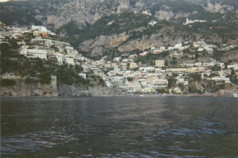 Looking back at Positano from the boat to Capri