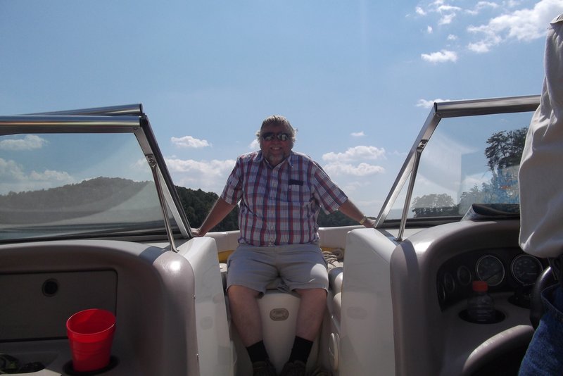 Bob on the boat on Lake Keeowee, South Carolina