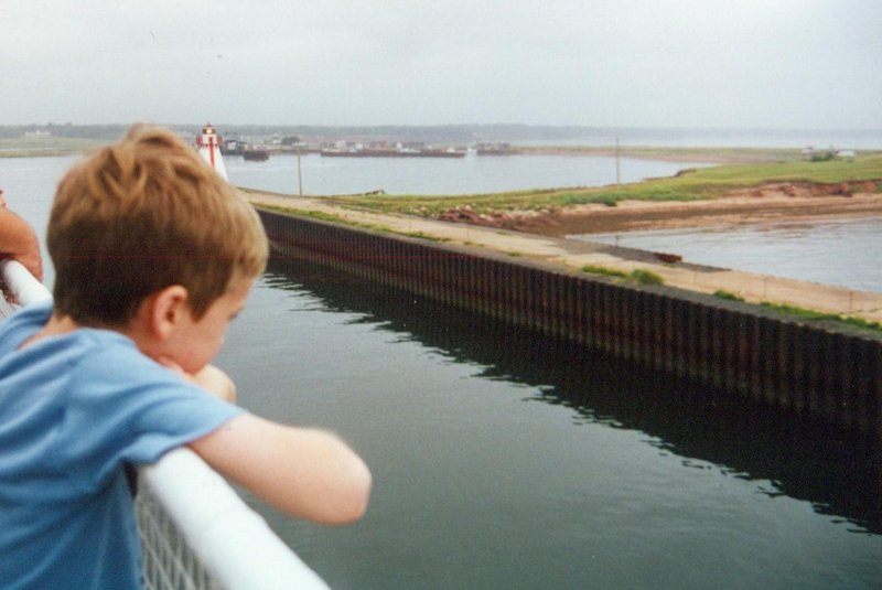 Will watches as the ferry departs Woods Island, Prince Edward Island