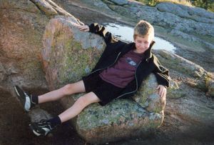 Will resting on a rock at the Parrsboro beach