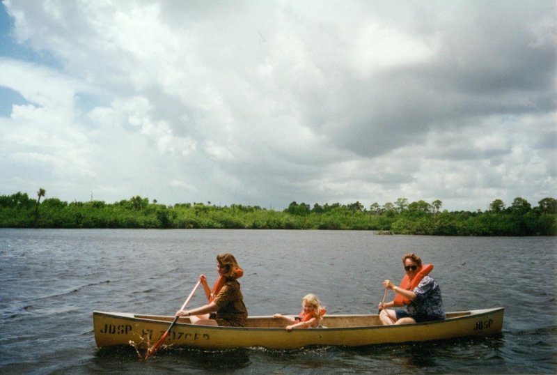 Linda, Tamara, and Bob canoeing at Jonathan Dickenson State Park