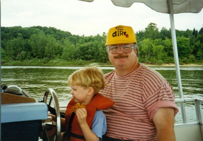 Will with Buz on the pontoon boat