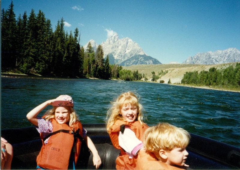 Rosanna, Tamara, and Will on the float trip at Grand Teton National Park